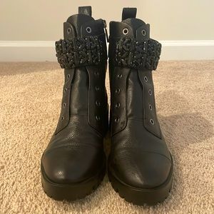 Karl Lagerfeld sz 8 black boots with crystal embellishment